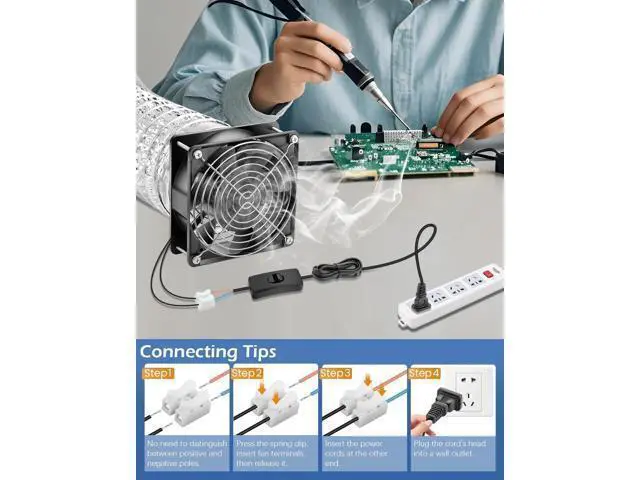 Alt view image 5 of 5 - AmRunJe 120mm x 38mm 110V 120V AC Axial Muffin Fan Dual Ball Bearing Box Fan for Doorway, Room to Room, Computer, Chicken Coop, Crawl Space Cooling Ventilation Exhaust Projects