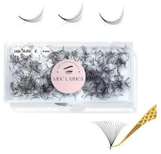 Main image of MDC LASHES 500 Promades Eyelash Fans^^ 5D-20D, 0.03-0.05-0.07 Thickness, C/CC/D Curls, 8-18mm^^ Volume Lash Extensions Premade Lash Fans Pro Pre Made False Eyelashes Pestanas Pelo A Pelo(18D-0.03-C-18