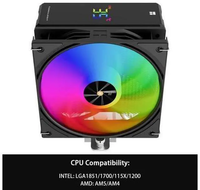 Alt view image 3 of 5 - Thermalrlght Assassin X 120R Digital ARGB Black CPU Cooler, 120mm PWM Quiet CPU Fan, AGHP 4th Technology, Support Intel lga1700/1851/1150/1151/1200,AMD:AM4/AM5,Digital Screen Top Cover