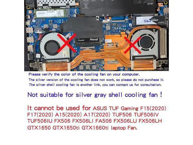 Alt view image 2 of 5 - New Replacement Cooling Fans for ASUS TUF A15 F15 A17 F17(2021) RTX30 FA506Q FA506QM FA506QR FA506QE FX506H FX506HC FX506HM FX506HE FX706H FX706HC FA506IC FX506HC FA706QR FA706IC Laptop FNCX FNCY Fan