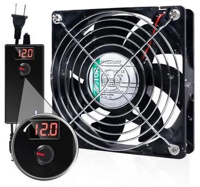 Main image of SOTOP IP68 120mm Waterproof Fan with LED Voltage Display Speed Controller, 110V AC 120mm x 25mm, for DIY Cooling Ventilation Exhaust Projects