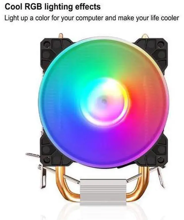 Alt view image 5 of 5 - RGB CPU Air Cooler, 2 Heat Pipes CPU Cooler with 90mm Fan, 48cfm 1800PRM, for LGA115X/1366/775/1200/2011, for AM4/AM3 Plus, AM3/FM2 Plus, FM1