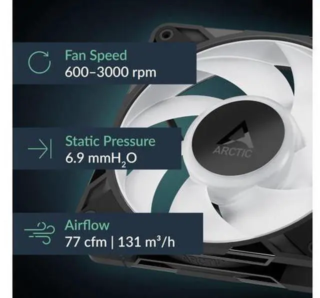 Alt view image 2 of 5 - ARCTIC P12 Pro A-RGB - 3 Pack - Powerful Premium Fan, 120 mm PWM Fan with Y-Cable Splitter, 600-3000 RPM, 0 RPM <5% PWM, 5V Digital RGB, Fluid Dynamic Bearing, 4-Pin - Black
