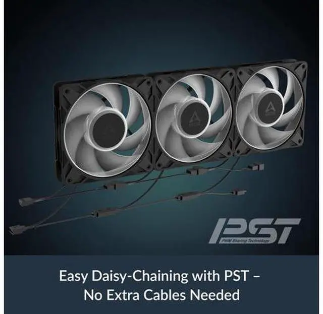 Alt view image 5 of 5 - ARCTIC P12 Pro A-RGB - 3 Pack - Powerful Premium Fan, 120 mm PWM Fan with Y-Cable Splitter, 600-3000 RPM, 0 RPM <5% PWM, 5V Digital RGB, Fluid Dynamic Bearing, 4-Pin - Black