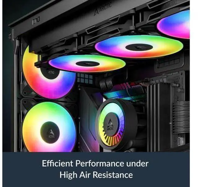 Alt view image 3 of 5 - ARCTIC P12 Pro A-RGB - 3 Pack - Powerful Premium Fan, 120 mm PWM Fan with Y-Cable Splitter, 600-3000 RPM, 0 RPM <5% PWM, 5V Digital RGB, Fluid Dynamic Bearing, 4-Pin - Black