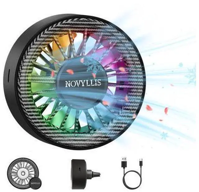 Alt view image 2 of 5 - Novyllis Car Vent Fan USB with Air Freshener Multi Color Lights air ac Clip 3 Speed Settings 360° Rotating Vent Powerful Fragrance Fan for Car Truck SUV RV