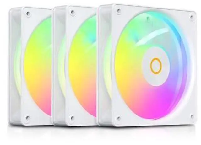 Main image of Ocypus Gamma F12 Elite 120mm PC Fans, Up to 1800RPM 4pin PWM, Low Noise Computer Case Cooling Fan with Transparent Frame Design, 5V 3pin ARGB, 9-Blade Reverse (WH, 3PCS)