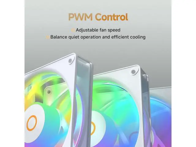 Alt view image 5 of 5 - Ocypus Gamma F12 Elite 120mm PC Fans, Up to 1800RPM 4pin PWM, Low Noise Computer Case Cooling Fan with Transparent Frame Design, 5V 3pin ARGB, 9-Blade Reverse (WH, 3PCS)