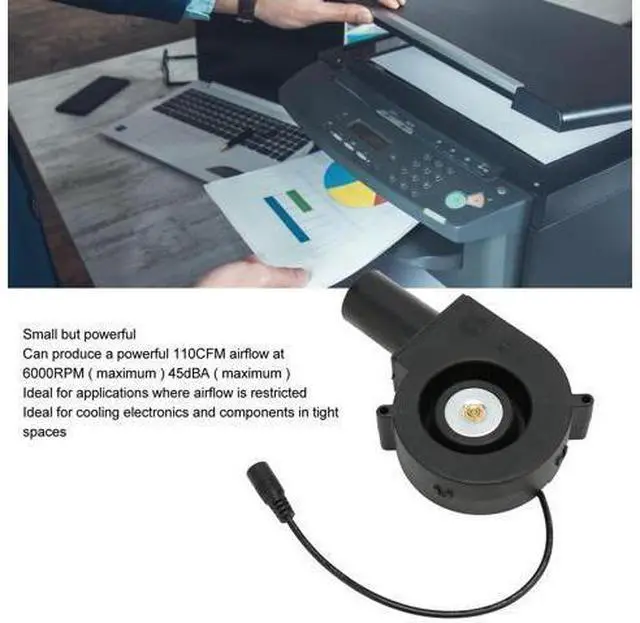 Alt view image 2 of 5 - 120mm Mini Blower Fan, DC 12V Mini Blower Fan with Speed Control for Receiver DVR, Inflatable Replacement Fan for Modem Cooling