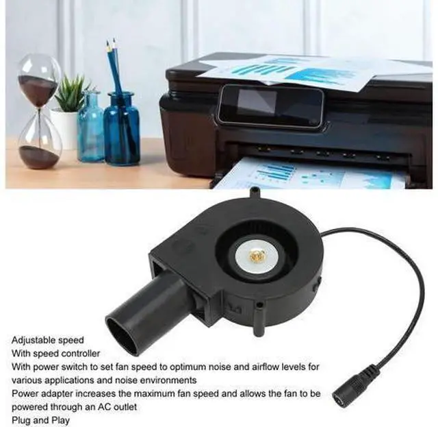 Alt view image 4 of 5 - 120mm Mini Blower Fan, DC 12V Mini Blower Fan with Speed Control for Receiver DVR, Inflatable Replacement Fan for Modem Cooling