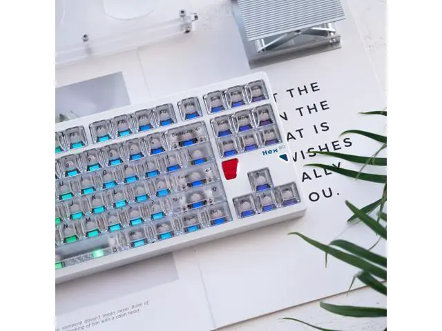 Alt view image 3 of 5 - GUUKEY Frosted Translucent Keycaps Set, White Crystal Clear 115 Keys Cherry Profile Top Frosted 4-Sided High Transparency for 60-104 Key MX Switch Mechanical Keyboards (White)