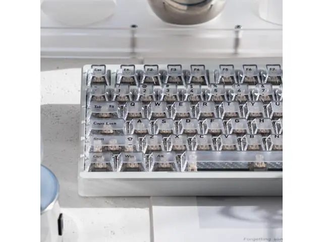 Alt view image 2 of 5 - GUUKEY Frosted Translucent Keycaps Set, White Crystal Clear 115 Keys Cherry Profile Top Frosted 4-Sided High Transparency for 60-104 Key MX Switch Mechanical Keyboards (White)