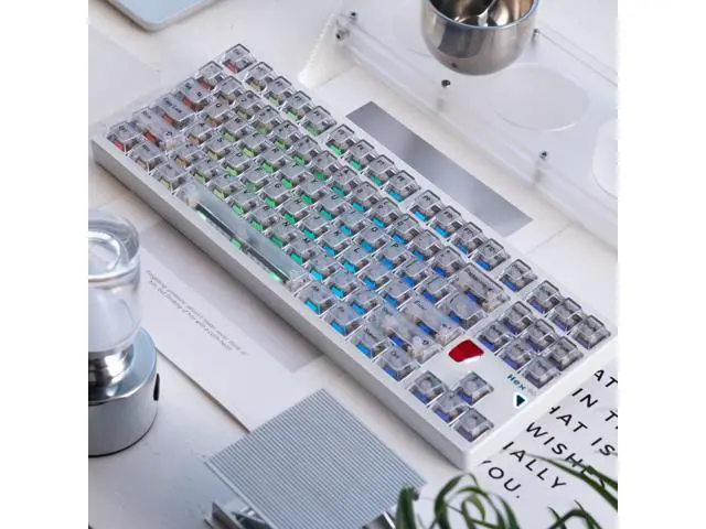 Alt view image 5 of 5 - GUUKEY Frosted Translucent Keycaps Set, White Crystal Clear 115 Keys Cherry Profile Top Frosted 4-Sided High Transparency for 60-104 Key MX Switch Mechanical Keyboards (White)