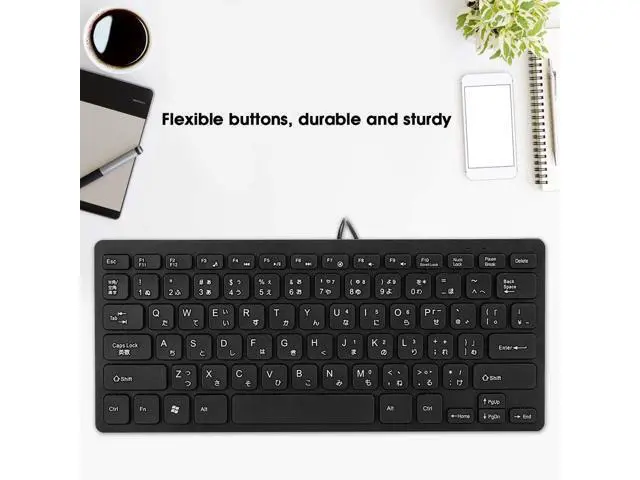 Alt view image 4 of 5 - Wired Mini Japanese Keyboard, USB Ergonomic Keyboard Ultra-Thin 78 Key for Desktop, Computer, PC Gamers(Black)