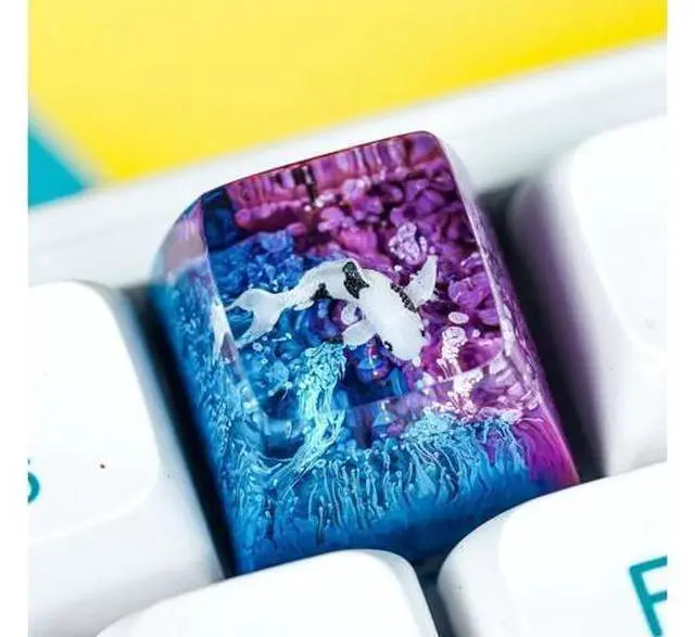 Alt view image 3 of 5 - Kohaku Koi Fish Artisan Keycap Blue and Purple Ocean R1 SA Profile Custom Keycaps 1U ESC Handmade Gaming Resin Key Cap Cherry MX Switch Compatible Mechanical Keyboard Koi Lover Gift