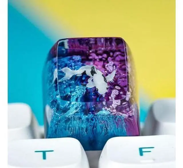 Alt view image 4 of 5 - Kohaku Koi Fish Artisan Keycap Blue and Purple Ocean R1 SA Profile Custom Keycaps 1U ESC Handmade Gaming Resin Key Cap Cherry MX Switch Compatible Mechanical Keyboard Koi Lover Gift
