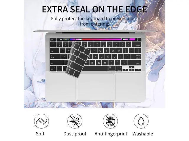Alt view image 5 of 5 - Watbro Compatible with MacBook Pro 13 inch Case 2020 2019 2018 2017 2016 Release M1 A2338/A2289/A2251/A2159/A1989/A1706/A1708 Laptop Hard Shell Case & Keyboard Cover,Colorful Marble