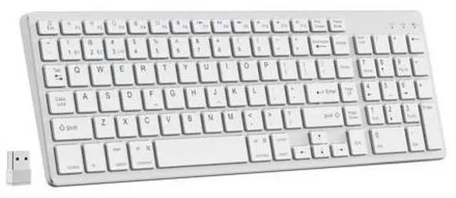 Main image of KenKe Magic Keyboard with Numeric Keypad, Support 2.4GHz / Bluetooth Connection, Equipped with USB Receiver, Multi-Device Compatibility, Stable Connection for Mac, iPad, iPhone, Android, Silvery White