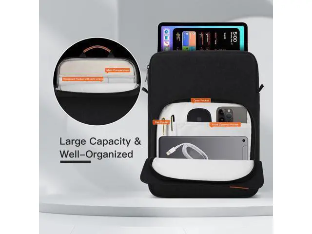 Alt view image 2 of 4 - 11 inch iPad Carrying Bag for 2025 iPad Pro 11 M5 M4 & iPad Air 11 M3 M2, iPad A16 with Magic Keyboard, Protective Travel Shoulder Sleeve Case with Handle, Black
