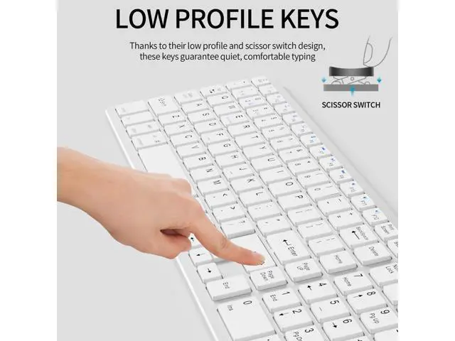 Alt view image 3 of 5 - KenKe Magic Keyboard with Numeric Keypad, Support 2.4GHz / Bluetooth Connection, Equipped with USB Receiver, Multi-Device Compatibility, Stable Connection for Mac, iPad, iPhone, Android, Silvery White