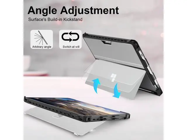 Alt view image 4 of 5 - Case for 12.3" Microsoft Surface Pro 7+/7/6/5/4 Rugged Cover Case, with Surface Pen Holder, Compatible with Surface Pro Type Cover Keyboard,Translucent