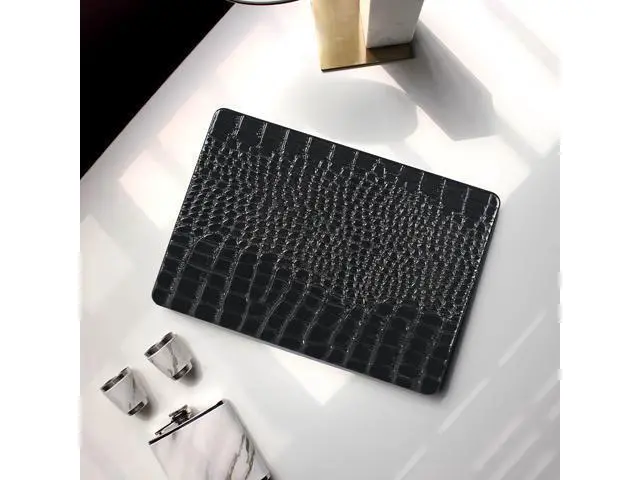 Alt view image 4 of 5 - KEROM Compatible with Crocodile MacBook Air 13 inch Case 2021 2020 2019 2018 M1 A2337 A2179 A1932, Textured Elegant Luxury Aligator Skin Snakeskin PU Leather Hard Shell & Keyboard Cover, Shiny Black