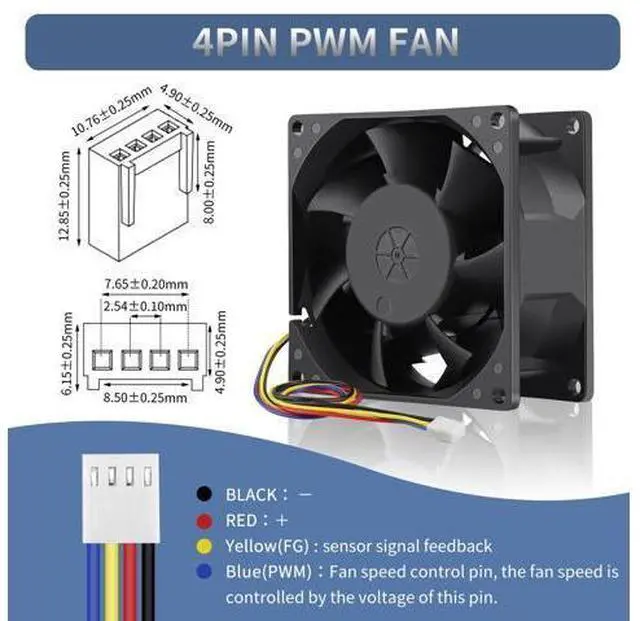 Alt view image 4 of 5 - WDERAIR DC 120mm x 38mm 4Pin PWM Computer Case Fan High CFM 12V Brushless for DIY Small Box CPU Mining Rack Ventilation Cooling Exhaust - P1238