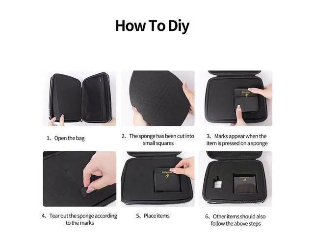 Alt view image 4 of 5 - KIPYENB Electronics Bag,DIY Sponge Protection Electronic Organizer Travel Carrying Case Tech Accessories Hard Case Tech Pouch for Mouse Projector Charger Phone Earphone Hard Disk