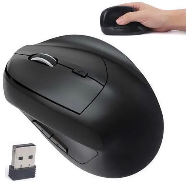 Main image of Wireless Ergonomic Bluetooth Mouse, Vertical Dual Mode Rechargeable Silent Portable Optical Mice, with USB Receiver for PC/Laptop/Tablet, Office Worker Teacher Student Gift,Reduce Wrist PainBlack
