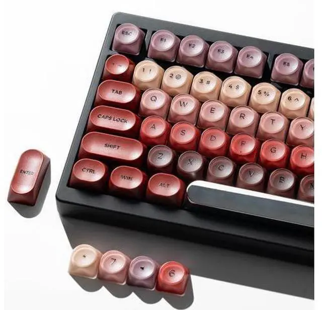 Main image of Keyporia PBT Keycaps, Matte Red Lipstick Jelly Keycaps MOA Profile, 129 Keys Elegant Cute Custom Key caps for 61/68/84/87/98/100 Cherry Gateron MX Mechanical Keyboards, No Tear & Never Fades