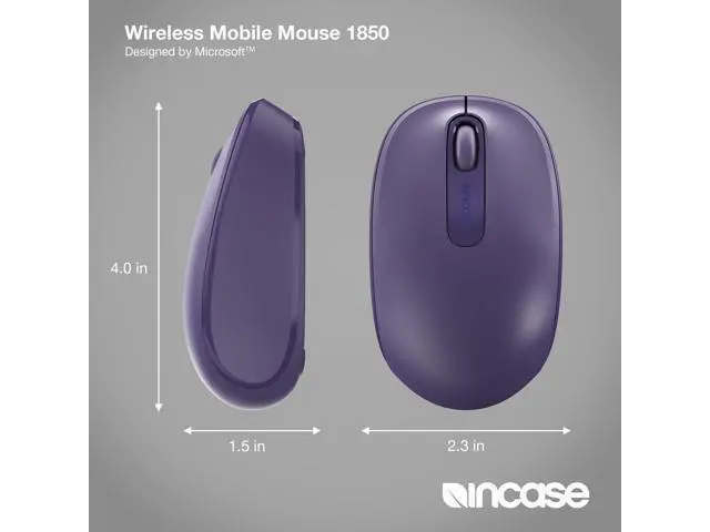 Alt view image 4 of 5 - Incase Wireless Mobile Mouse 1850 Designed by Microsoft Compact, Comfortable, Right/Left Hand Use, 6-Month Battery Life, Nano Transceiver, Works with Mac/Windows 8/10/11 (Purple)