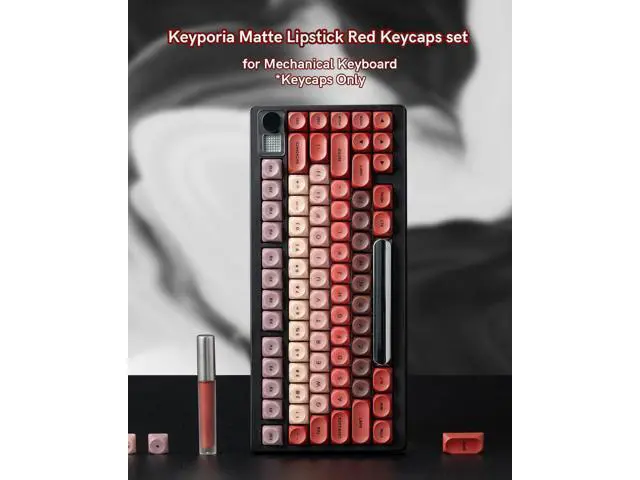 Alt view image 2 of 5 - Keyporia PBT Keycaps, Matte Red Lipstick Jelly Keycaps MOA Profile, 129 Keys Elegant Cute Custom Key caps for 61/68/84/87/98/100 Cherry Gateron MX Mechanical Keyboards, No Tear & Never Fades