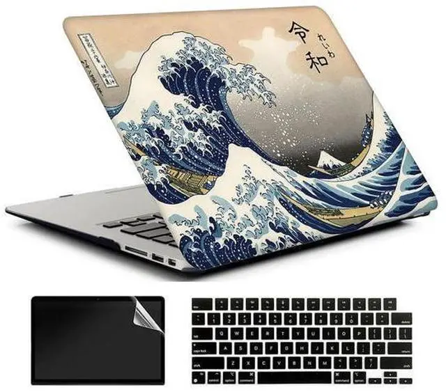 Main image of AMCJJ Compatible with MacBook Air 15 inch Case 2025 2024 2023 M4 M3 M2 A3241 A3114 A2941, Protective Plastic Hard Shell & Keyboard Cover for Mac Air 15 inch Case M4 M3 M2 - Kanagawa Japan Wave