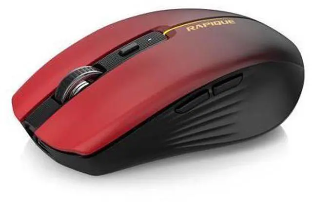 Main image of RAPIQUE Bluetooth Wireless Mouse - (BT1/BT2+USB) Tri-Mode High Performance, Rechargeable, Multi-Device Compatible with PC/Laptop/Computer/MacBook/iPad Air Pro (Red Gradient)