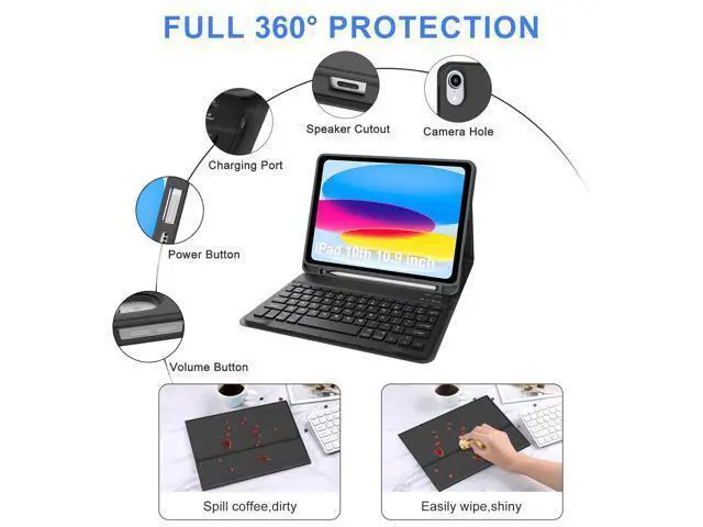 Alt view image 4 of 5 - IVEOPPE for iPad 11th 10th Generation Case with Keyboard, Magnetic Detachable Keyboard Case, Wireless Bluetooth Keyboard, iPad 11th A16 11 inch 2025 &10th 10.9 inch 2022, Rechargeable Portable, Black