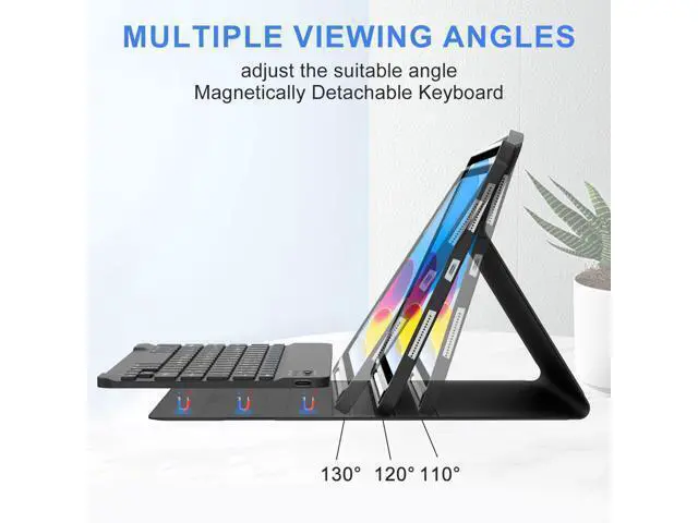 Alt view image 5 of 5 - IVEOPPE for iPad 11th 10th Generation Case with Keyboard, Magnetic Detachable Keyboard Case, Wireless Bluetooth Keyboard, iPad 11th A16 11 inch 2025 &10th 10.9 inch 2022, Rechargeable Portable, Black