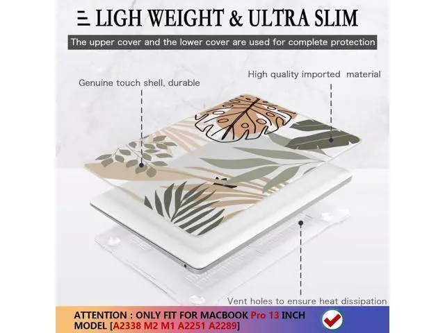 Alt view image 4 of 5 - CISSOOK Compatible with MacBook Pro 13 inch Case M2 2025-2020 A2338 M1&M2 A2251 A2289, Plastic Hard Shell with Keyboard Cover &Screen Protector for MacBook Pro 13 Touch Bar, Tropical Leaf