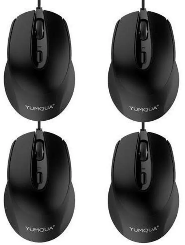 Main image of YUMQUA G222 Computer Mouse Wired 4 Pack, Bulk USB Corded Mouse, Office & Home Silent Optical Mice with 2 Adjustable DPI for Computer Laptop Desktop PC