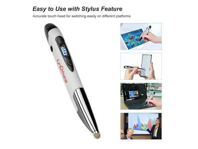 Alt view image 4 of 5 - lychee Pocket Pen Mouse Rechargeable, Left/Right-Handed Optical Ergonomic Mouse with Bluetooth and Stylus Function (Grey)