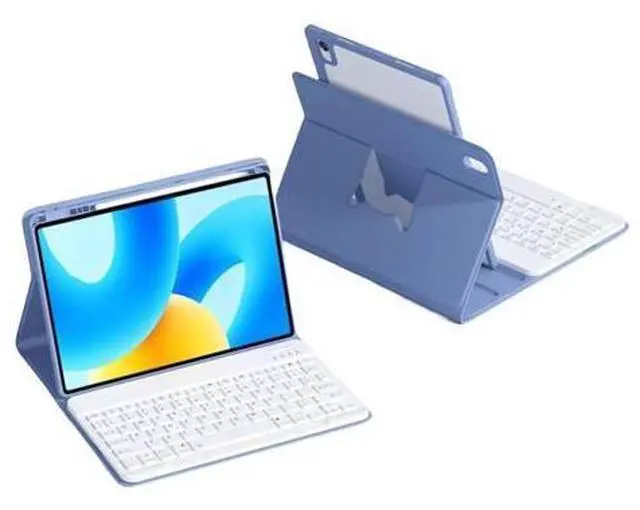 Main image of Vertical Keyboard Case for iPad Air11 inch M3 (2025)/M2 (2024)/Air 5th/Air 4th Gen/Pro11(4th/3rd/2nd/1st), 360° Rotatable Magnetic Detachable Clear Case with Keyboard, 360 Rotate--Purple+White