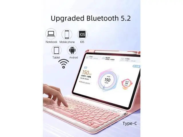Alt view image 3 of 5 - Vertical Keyboard Case for iPad Air11 inch M3 (2025)/M2 (2024)/Air 5th/Air 4th Gen/Pro11(4th/3rd/2nd/1st), 360° Rotatable Magnetic Detachable Clear Case with Keyboard, 360 Rotate--Purple+White