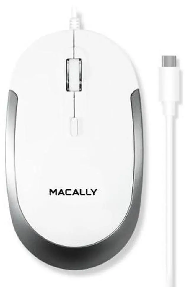 Main image of Macally Wired USB C Mouse for Mac & Windows - 3 Button & Scroll Wheel USB Type C Mouse - Comfortable Ambidextrous Design - Compact Wired Mouse with Optical Sensor & DPI Switch 800/1200/1600/2400