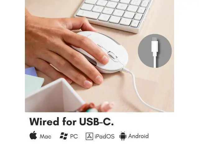 Alt view image 2 of 5 - Macally Wired USB C Mouse for Mac & Windows - 3 Button & Scroll Wheel USB Type C Mouse - Comfortable Ambidextrous Design - Compact Wired Mouse with Optical Sensor & DPI Switch 800/1200/1600/2400