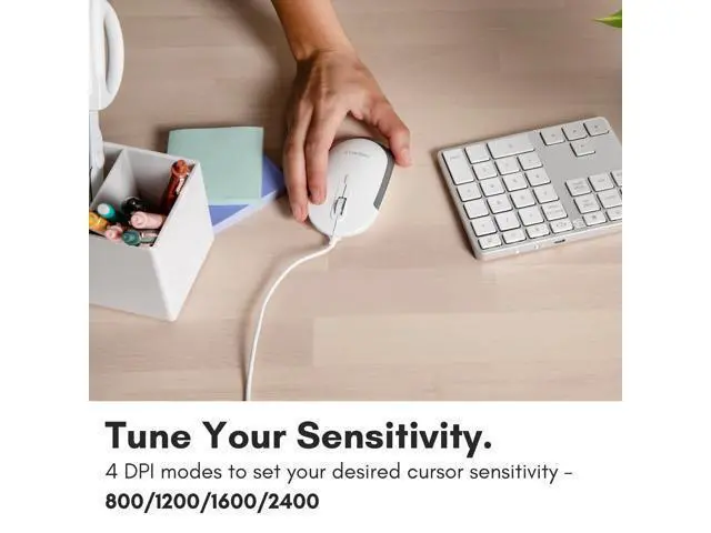 Alt view image 4 of 5 - Macally Wired USB C Mouse for Mac & Windows - 3 Button & Scroll Wheel USB Type C Mouse - Comfortable Ambidextrous Design - Compact Wired Mouse with Optical Sensor & DPI Switch 800/1200/1600/2400