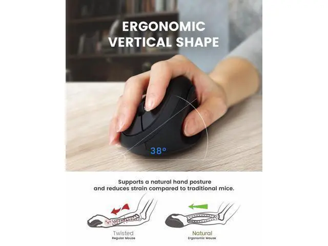 Alt view image 2 of 5 - Perixx PERIMICE-719R Wireless 2.4G Rechargeable Ergonomic Mouse - Duo Wired and Wireless Charging Feature - Black