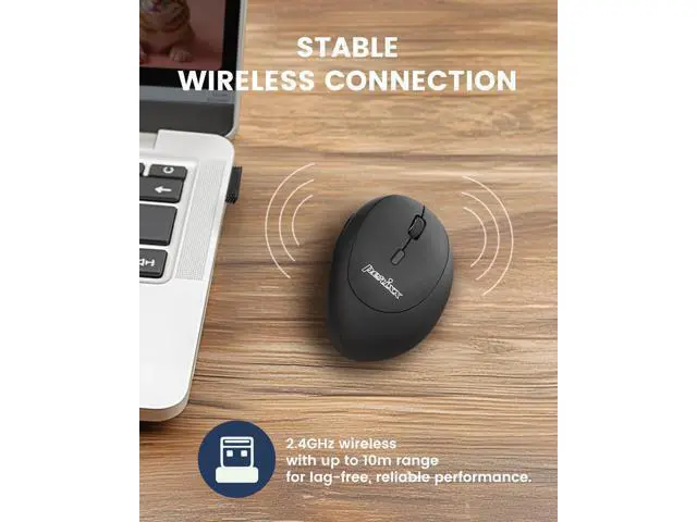 Alt view image 3 of 5 - Perixx PERIMICE-719R Wireless 2.4G Rechargeable Ergonomic Mouse - Duo Wired and Wireless Charging Feature - Black