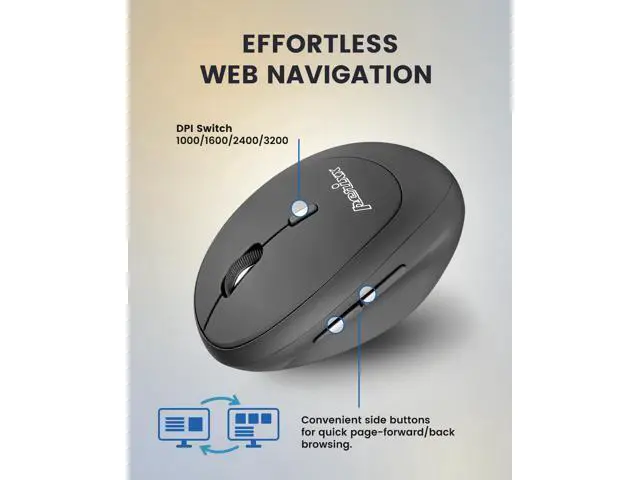 Alt view image 4 of 5 - Perixx PERIMICE-719R Wireless 2.4G Rechargeable Ergonomic Mouse - Duo Wired and Wireless Charging Feature - Black