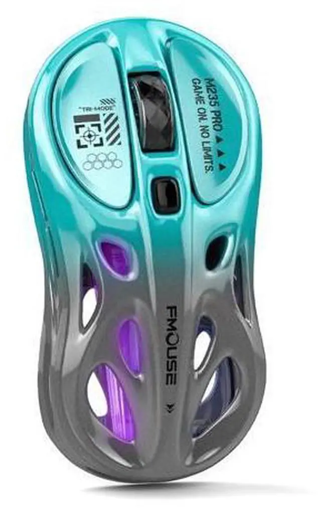 Main image of M235 Wireless Gaming Mouse, 65g Ultra-Lightweight, Hollowed-Out Sports Car Design, 4800 DPI, Tri-Mode (2.4G/BT/Wired), 8 Programmable Buttons, RGB Lighting, 1000Hz Polling Rate (Seafoam Gray)