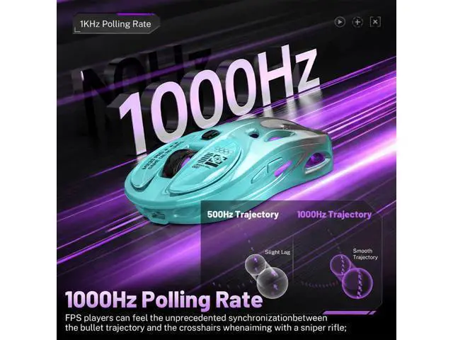 Alt view image 5 of 5 - M235 Wireless Gaming Mouse, 65g Ultra-Lightweight, Hollowed-Out Sports Car Design, 4800 DPI, Tri-Mode (2.4G/BT/Wired), 8 Programmable Buttons, RGB Lighting, 1000Hz Polling Rate (Seafoam Gray)