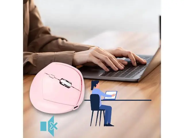 Alt view image 4 of 5 - Ergonomic Mouse Bluetooth for Mac,Wireless Vertical Mouse Dual Mode (Bluetooth&USB),Rechargeable Optical Tracking Quiet Clicks Mice with USB Receiver 6 Buttons for PC/Laptop/Windows/ipad-pink